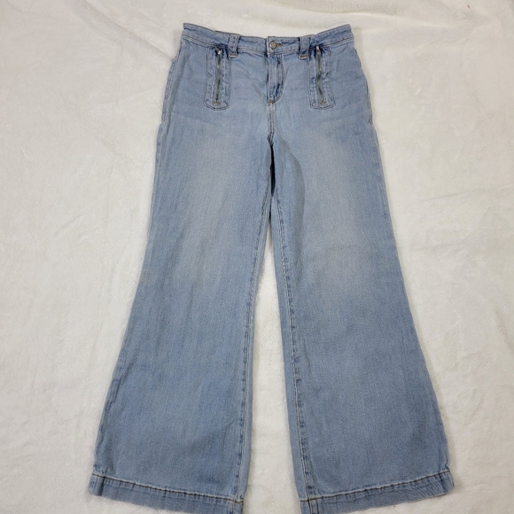 Pilcro and The Letterpress Anthropologie Wide Leg Belted Palazzo Jeans size 31 - Picture 2 of 12